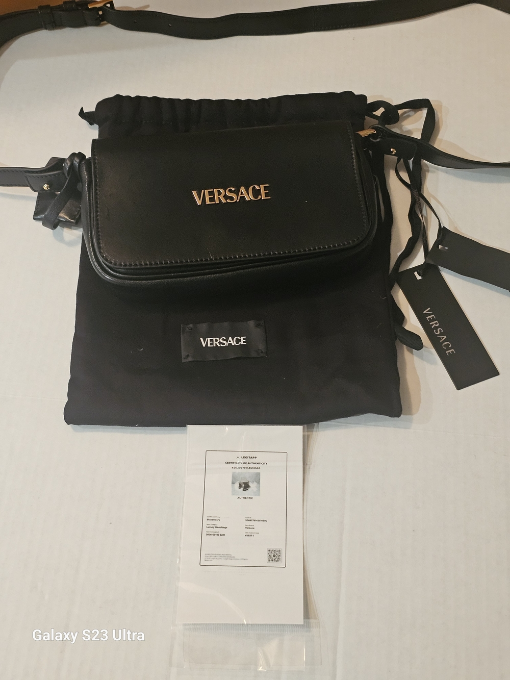 NWT Versace Tag Nappa Leather Mini Shoulder Bag Black 1018747 Flap